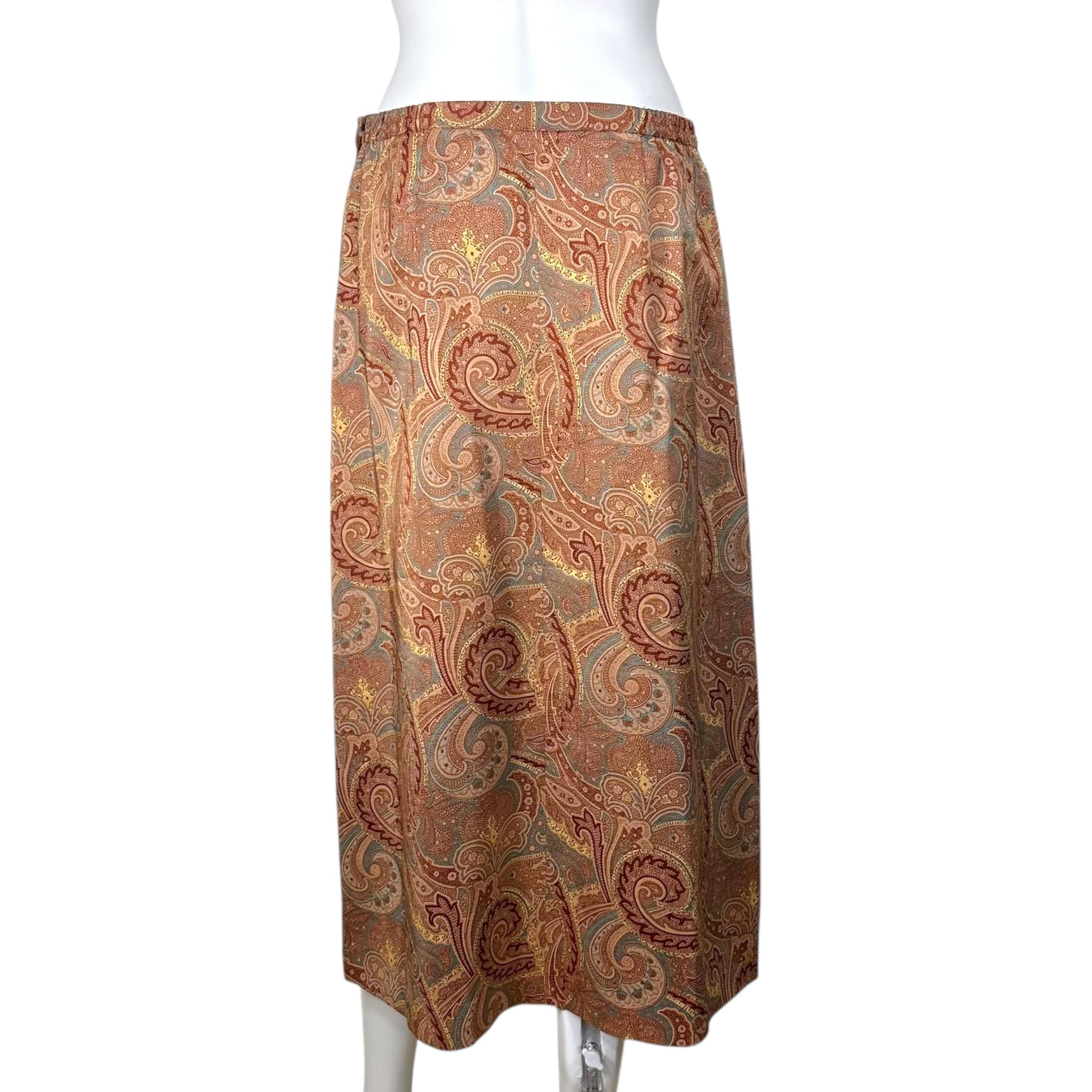 Burberry London Silk Blend Low Rise Paisley Printed Midi Skirt - Outfit Repeater
