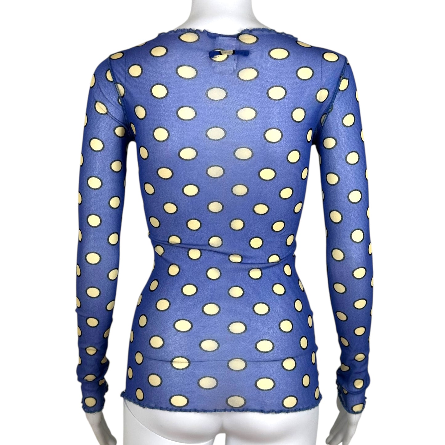 Jean Paul Gaultier Blue Polka Dot Mesh Longsleeve Top