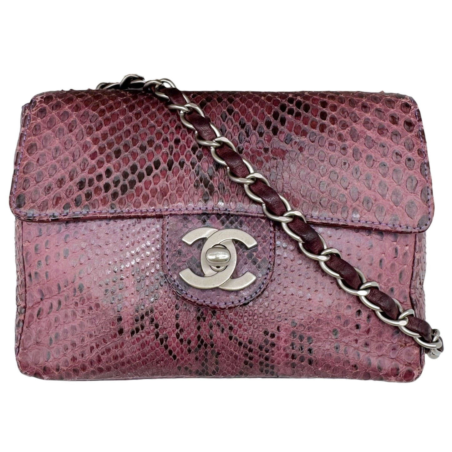 Chanel Purple Python Small Square Flap Bag