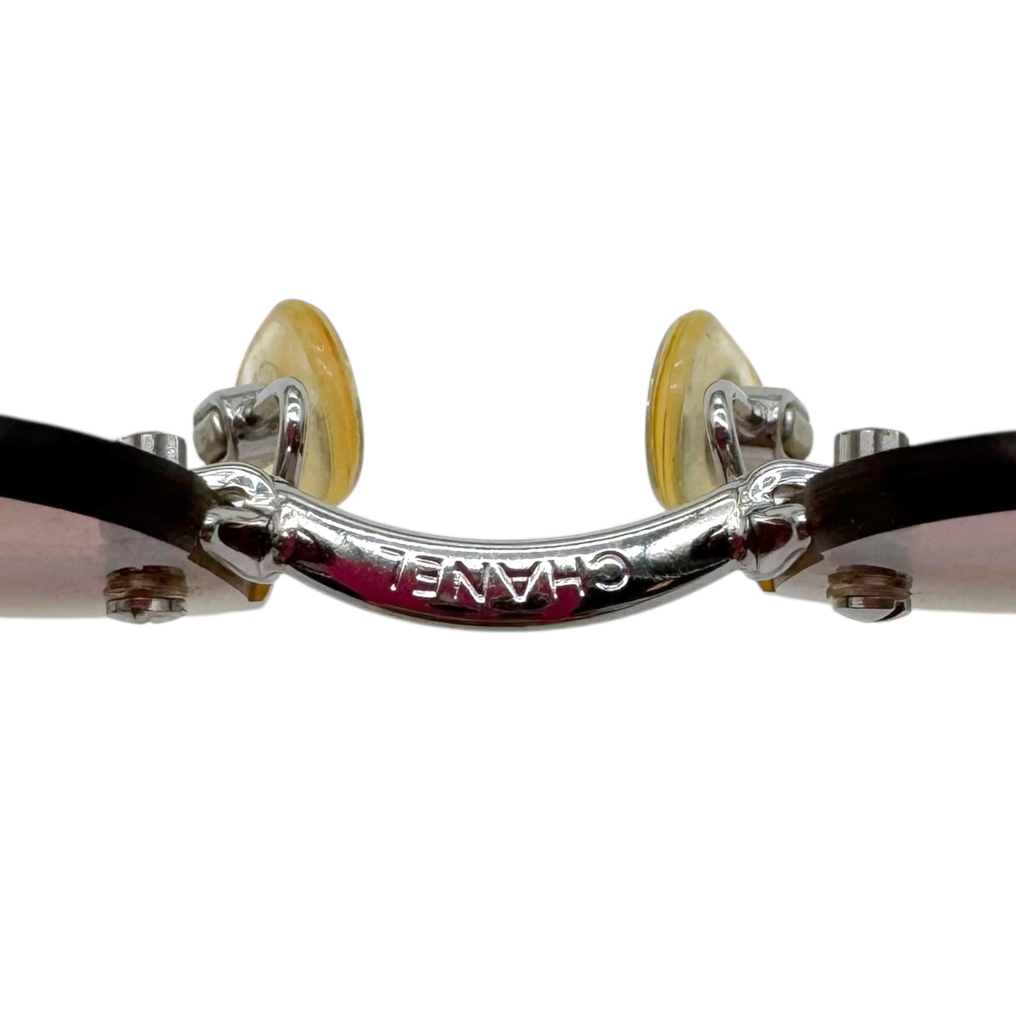 Chanel Pink/ Silver Crystal Logo Rimless 4017-B Sunglasses