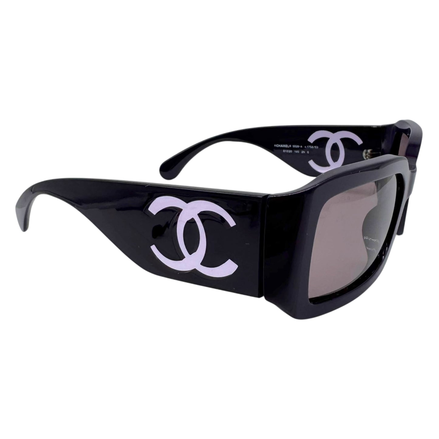 Chanel Purple Transparent Oversized Rectangle Sunglasses
