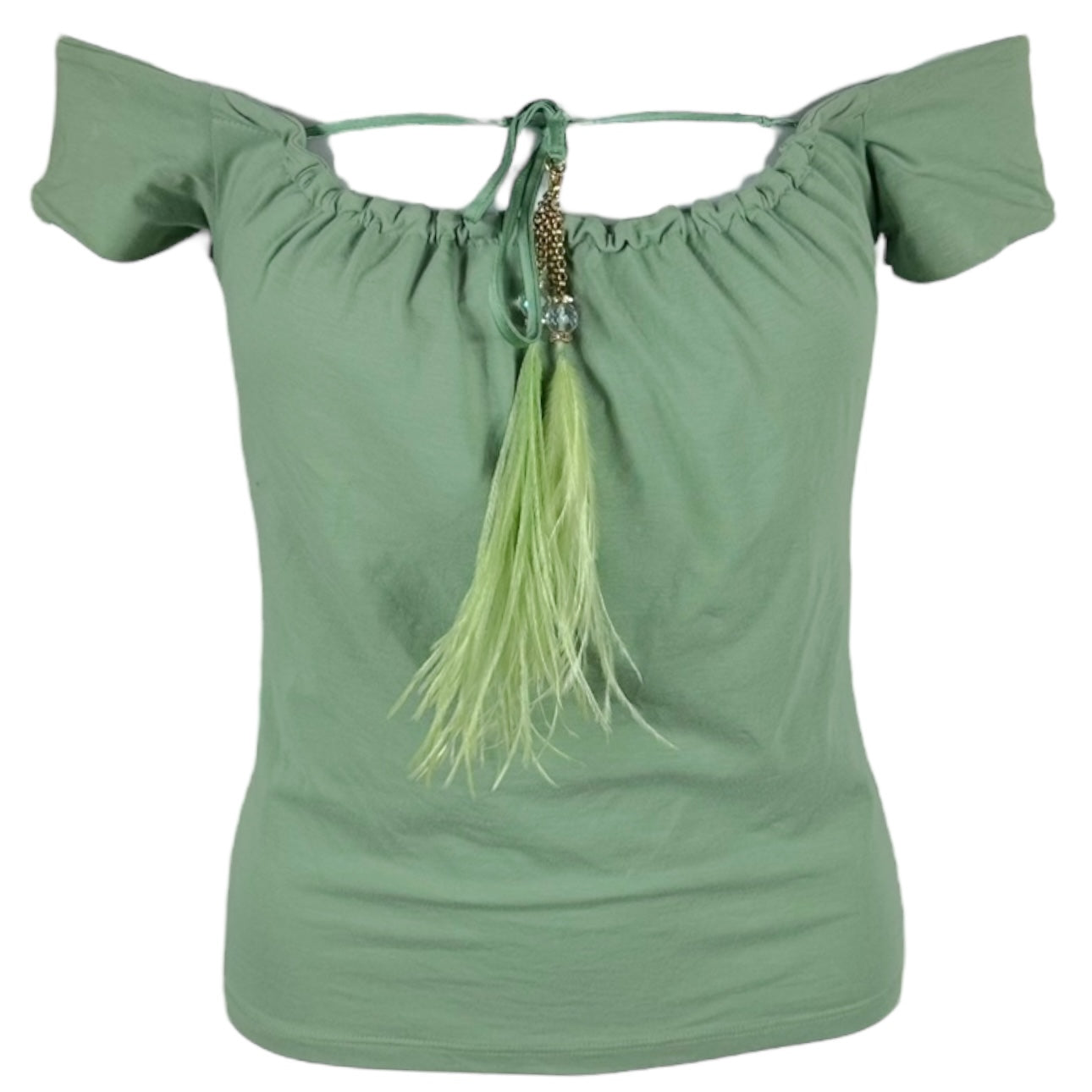 Roberto Cavalli Light Green Off The Shoulder Top - Outfit Repeater