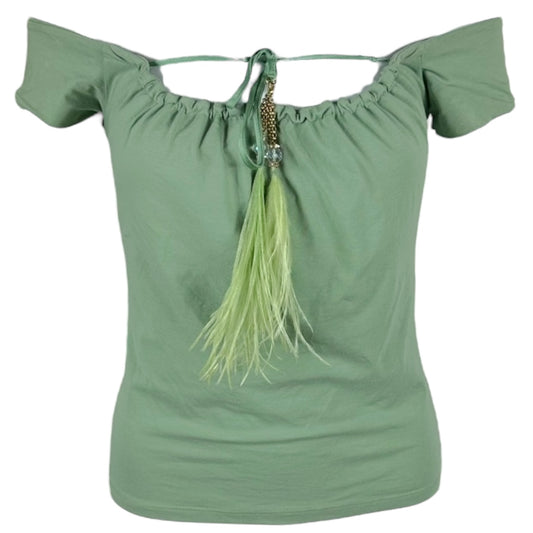 Roberto Cavalli Light Green Off The Shoulder Top