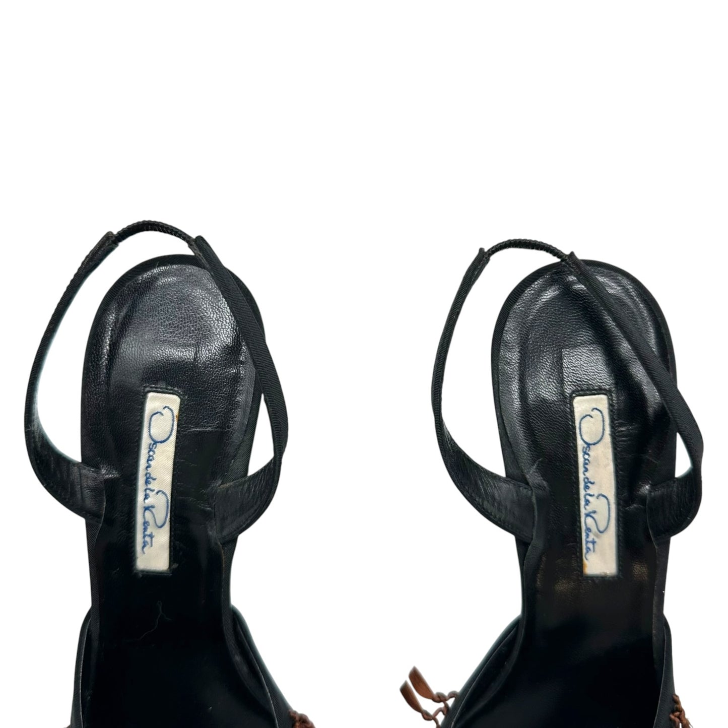 Oscar de la Renta Embroidered Floral & Tassle Slingback Heels