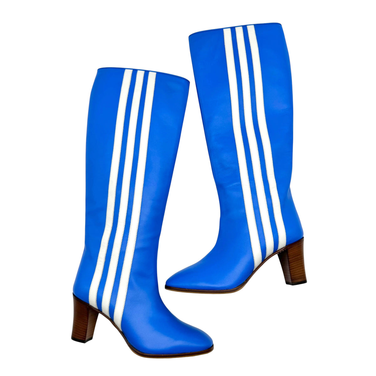 Gucci x Adidas Blue Leather Heeled Boots