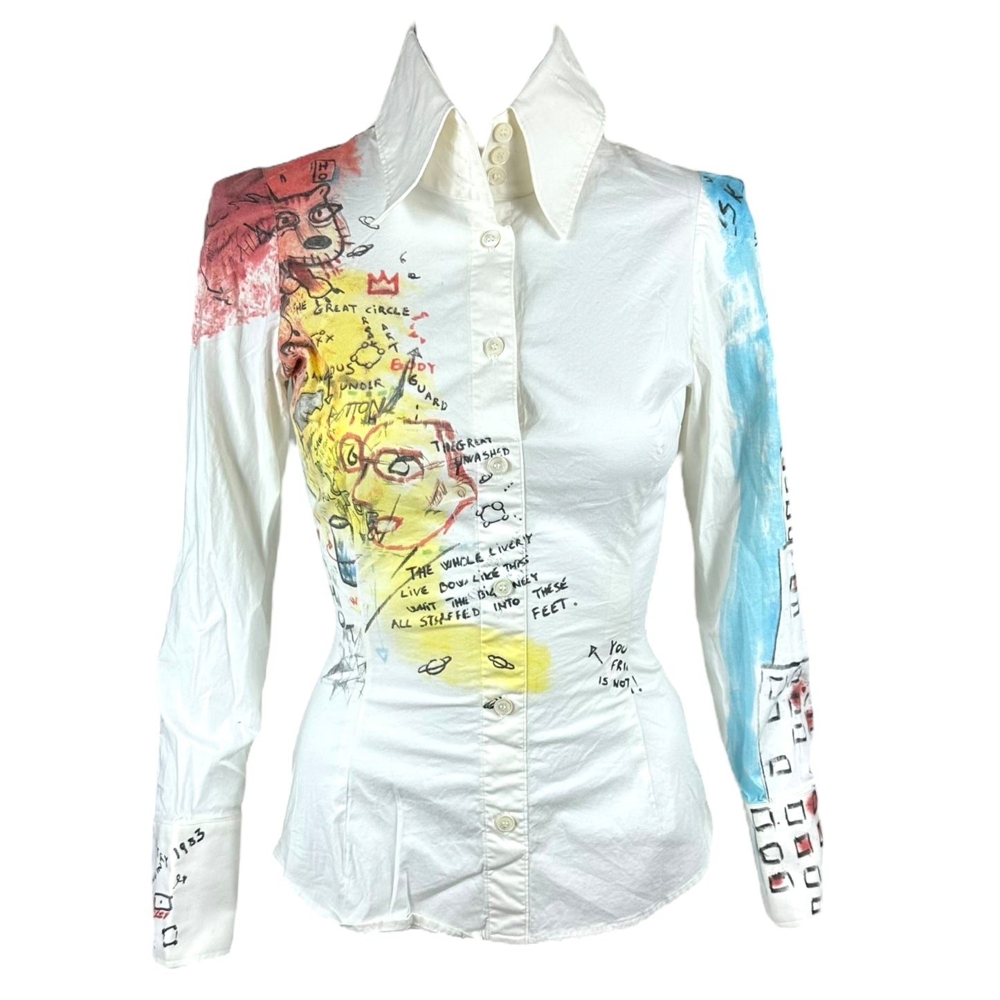 Dolce & Gabbana Graffiti Print Blouse White Button-Up