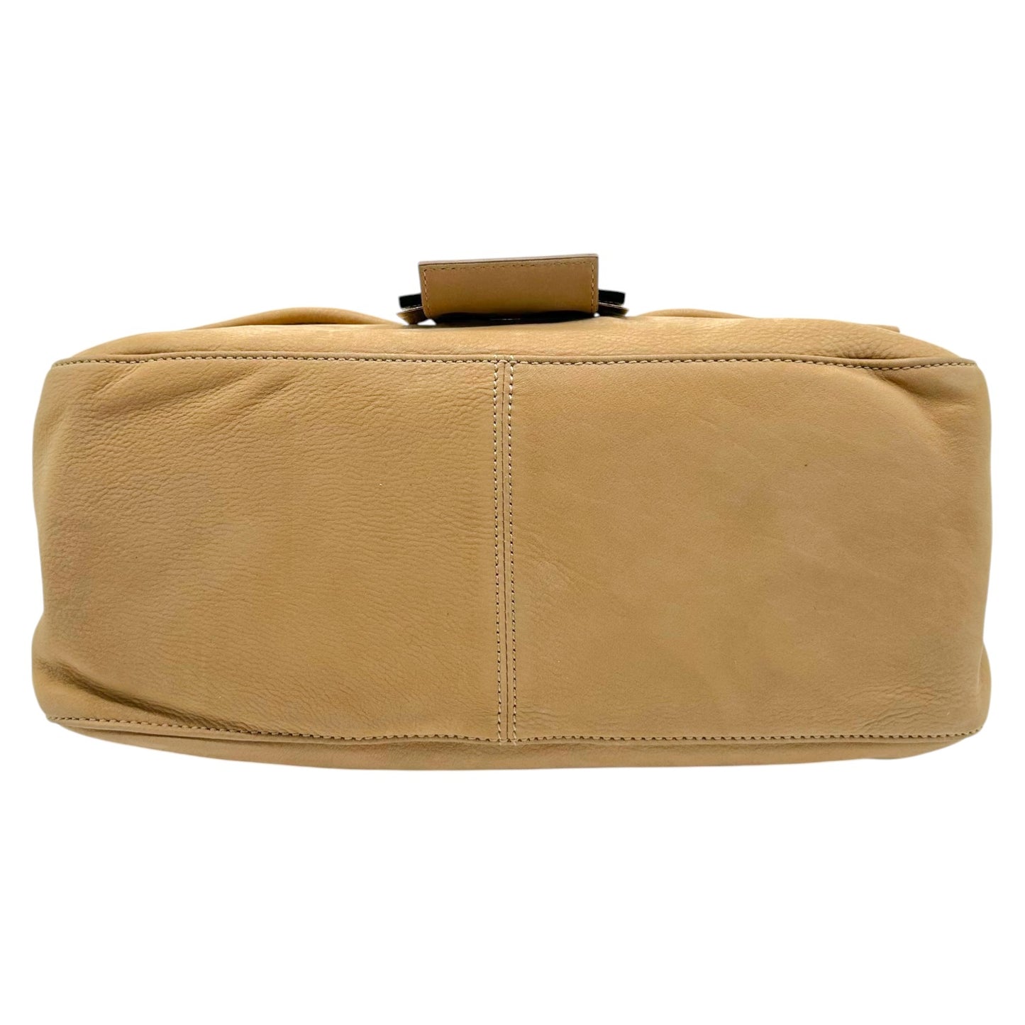 Fendi XL Mama Baguette Bag Tan Nubuck Burlwood Accent