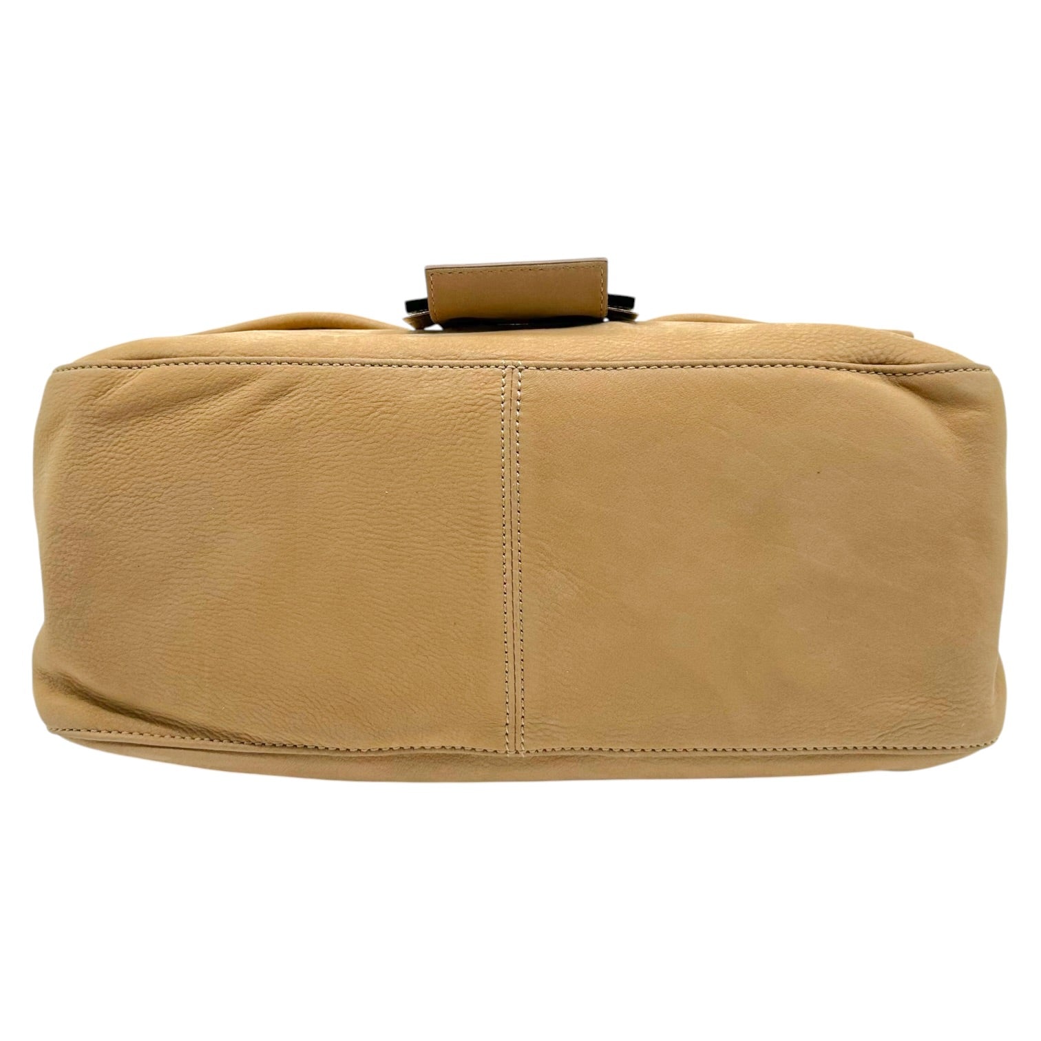 Fendi XL Mama Baguette Bag Tan Nubuck Burlwood Accent