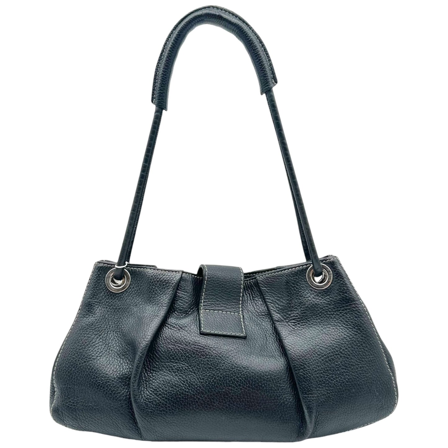 Dolce & Gabbana Black Leather Logo Charm Shoulder Bag