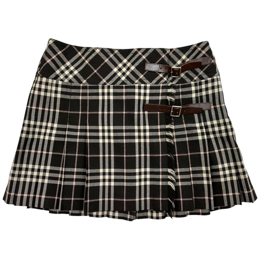 Burberry Blue Label Brown & Pink Plaid Pleated Mini Skirt