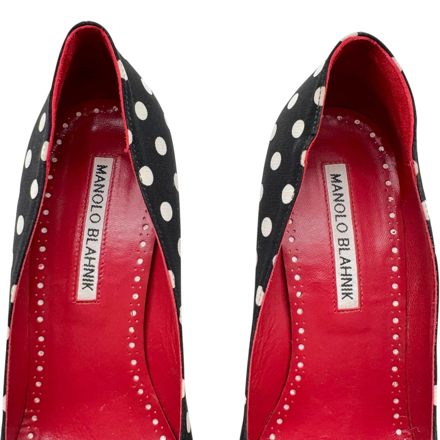 Manolo Blahnik Black & Red Polka Dot Heels - Outfit Repeater