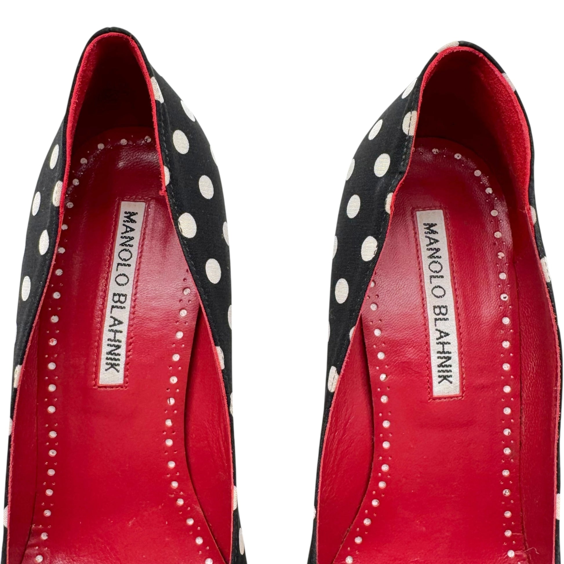 Manolo Blahnik Black & Red Polka Dot Heels - Outfit Repeater