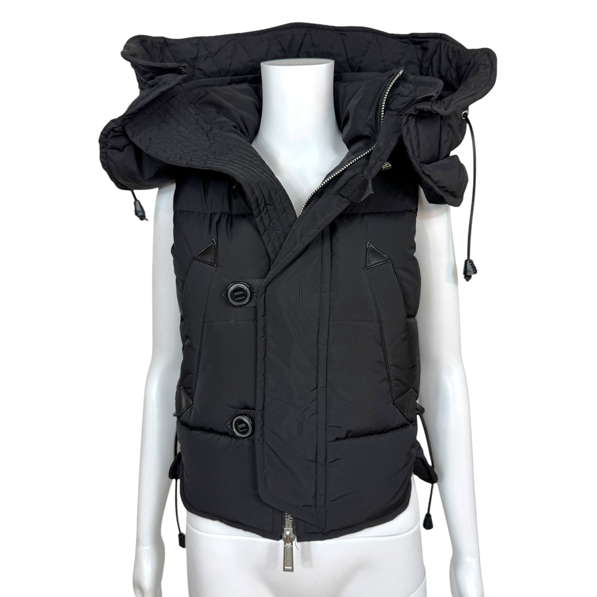 Dsquared2 Black Hooded Down Fill Puffer Vest