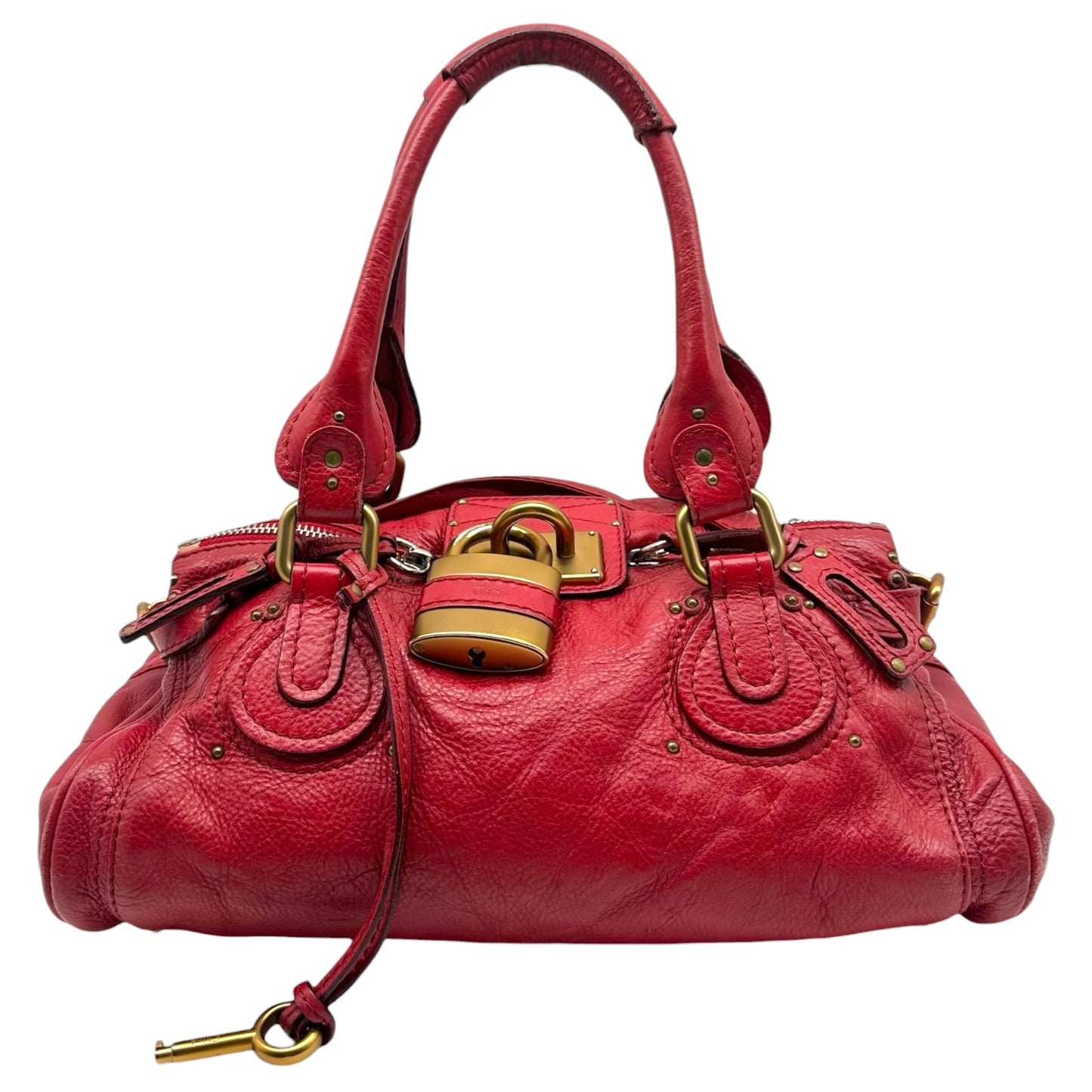 Chloé Red Leather Paddington Shoulder Bag