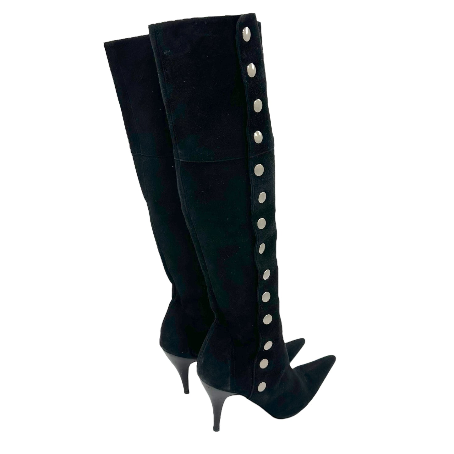 D&G Dolce & Gabbana Black Suede Button Boots - Outfit Repeater