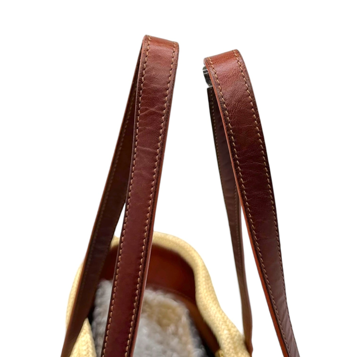 Saint Laurent Tote Bag Raffia Brown Leather Fringe Trim