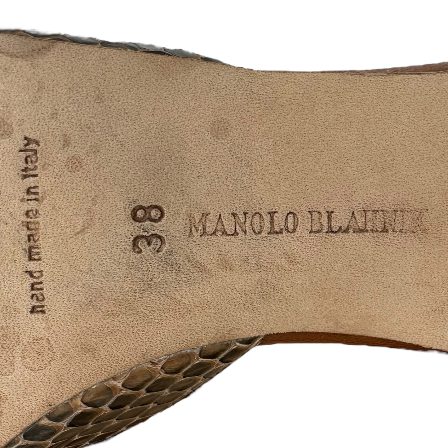 Manolo Blahnik Brown Snakeskin D'Orsay Kitten Heels