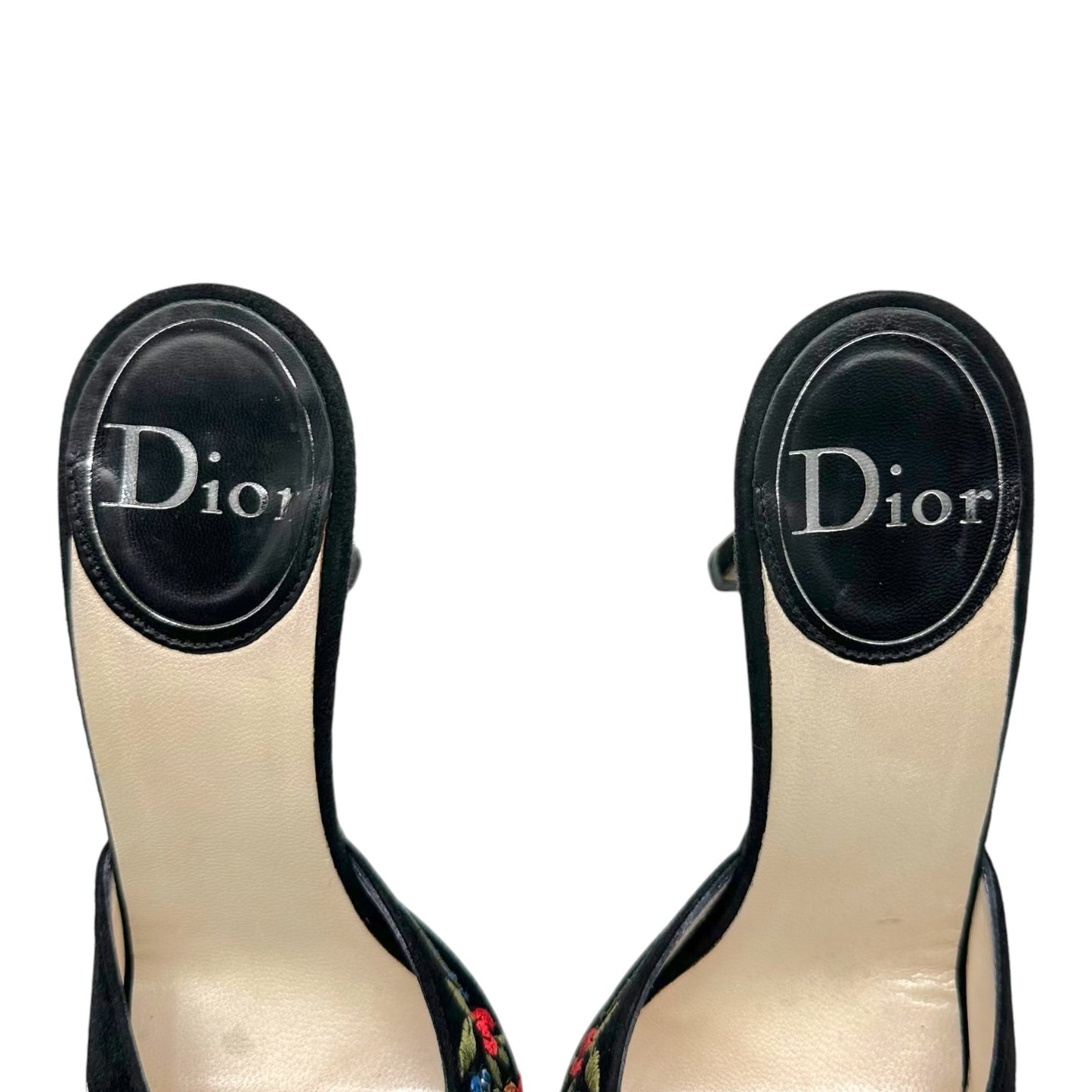 Christian Dior S/S 2002 Koi & Floral Embroidered Kitten Heel Mules