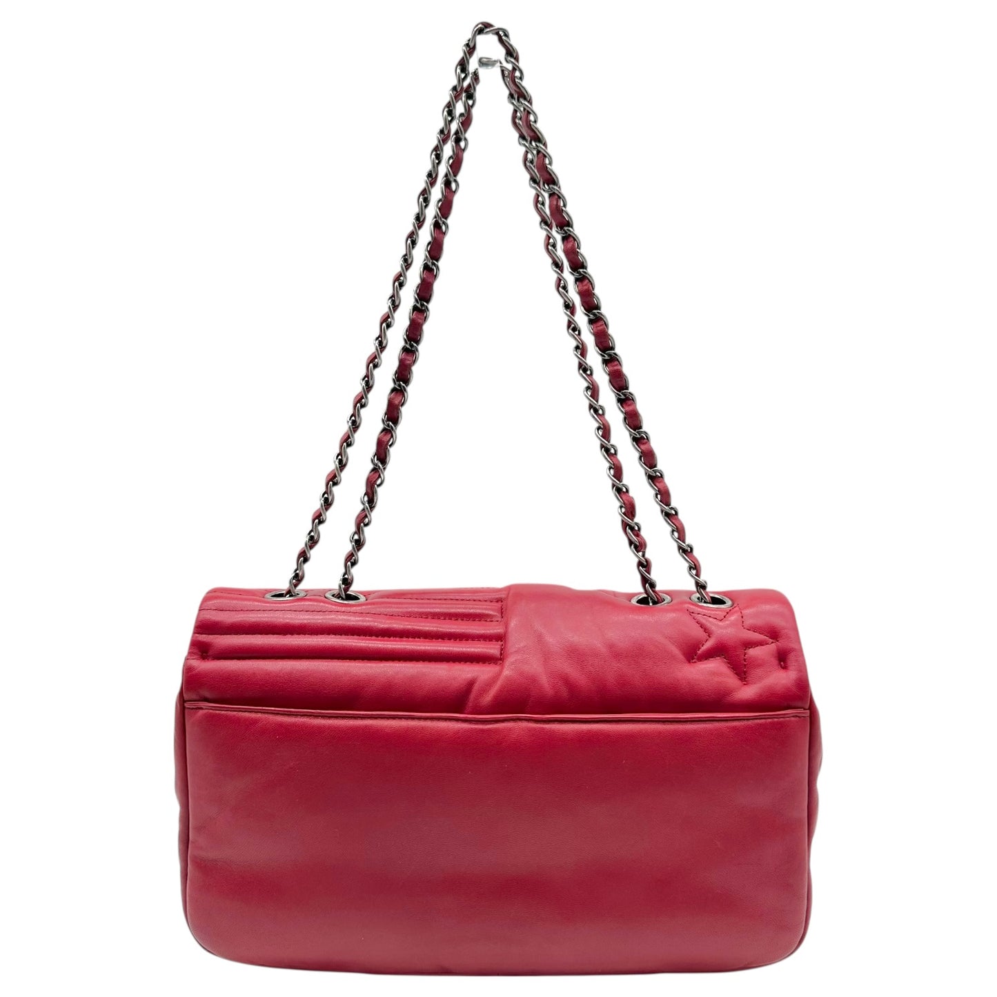 Chanel Burgundy Leather CC Flap Bag with American Flag Motif
