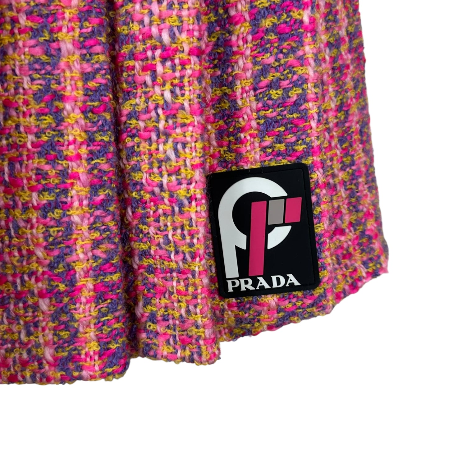 Prada AW18 Pink Tweed Pleated Midi Skirt