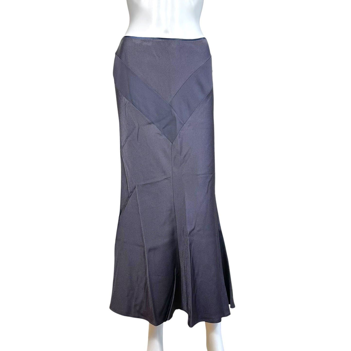 John Galliano Spring 2001 Deep Purple Paneled Satin Maxi Skirt