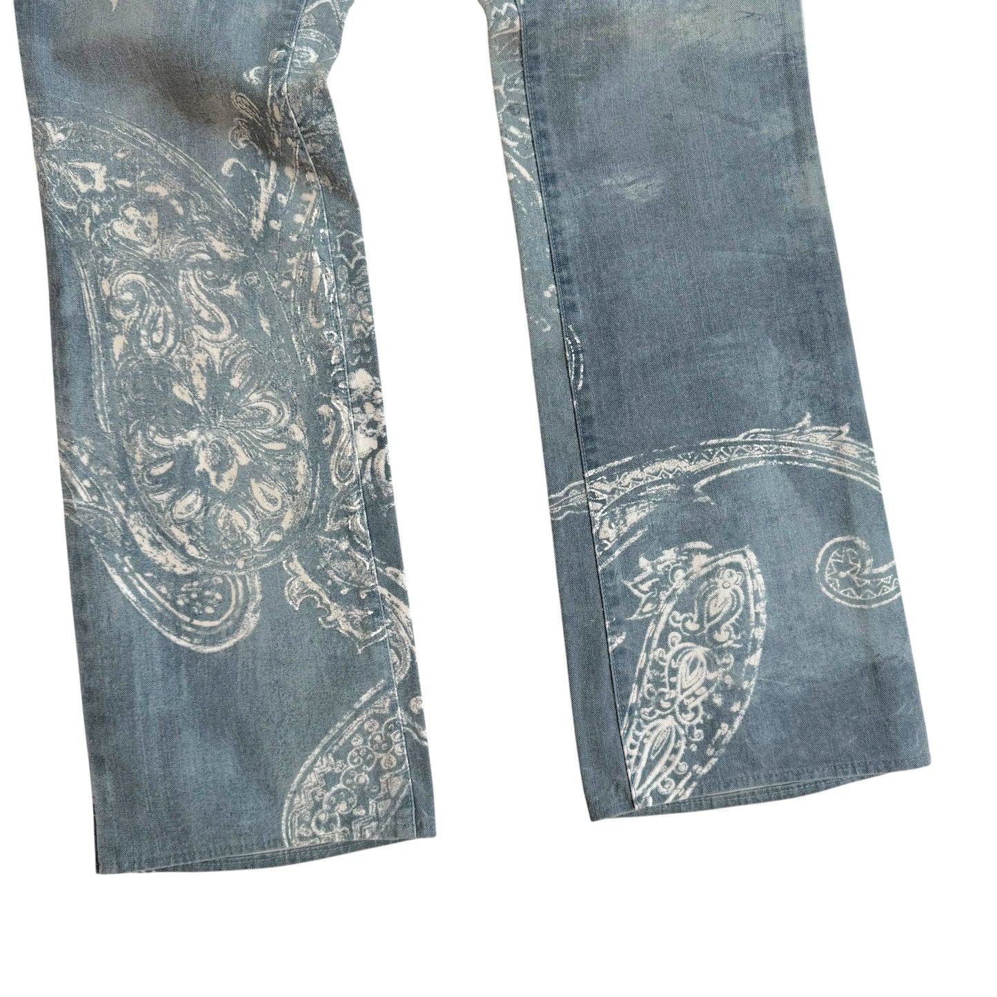 Roberto Cavalli Blue White Paisley Print Jeans