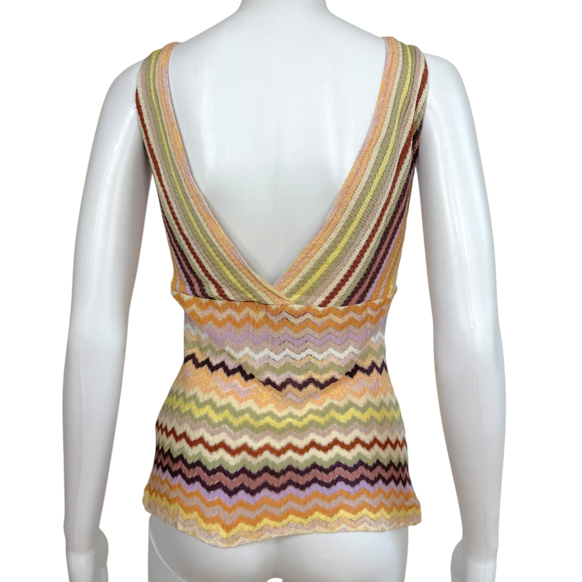 Missoni Pastel Multicolor Chevron Knit Cross-Neckline Tank