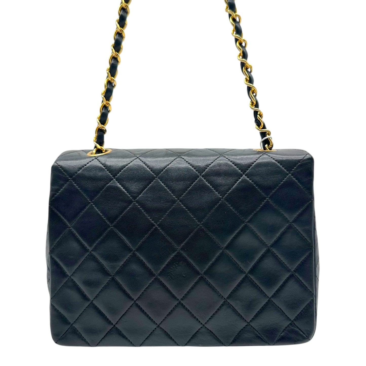 Chanel Black & Gold Lambskin Matelasse Small Classic Flap Bag 1989-91