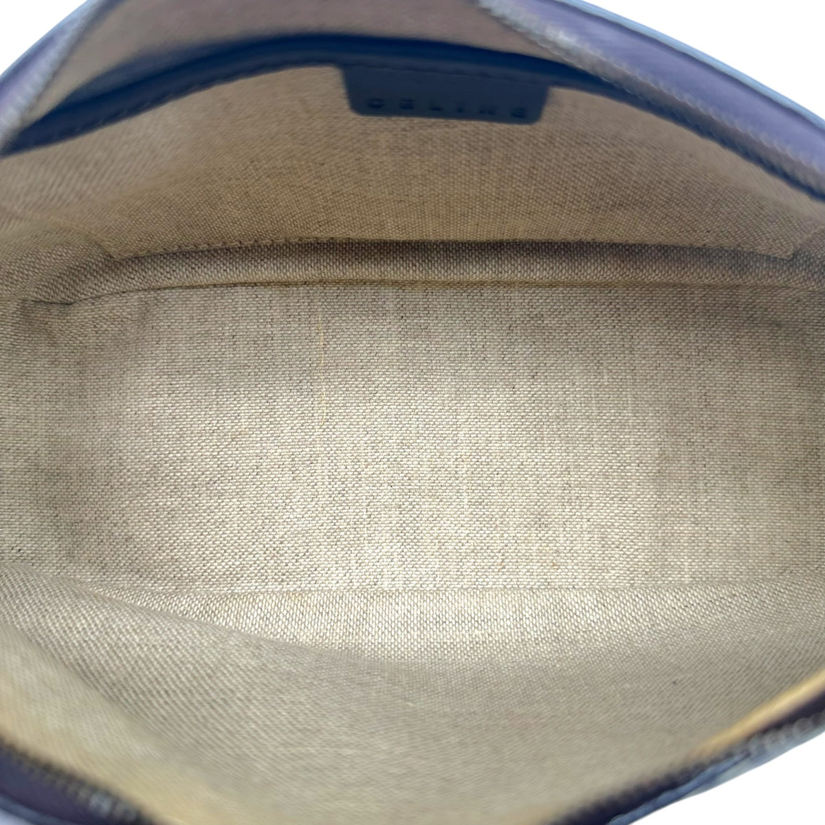 Celine Pochette Bag Brown White Contrast Stitch Embroidery