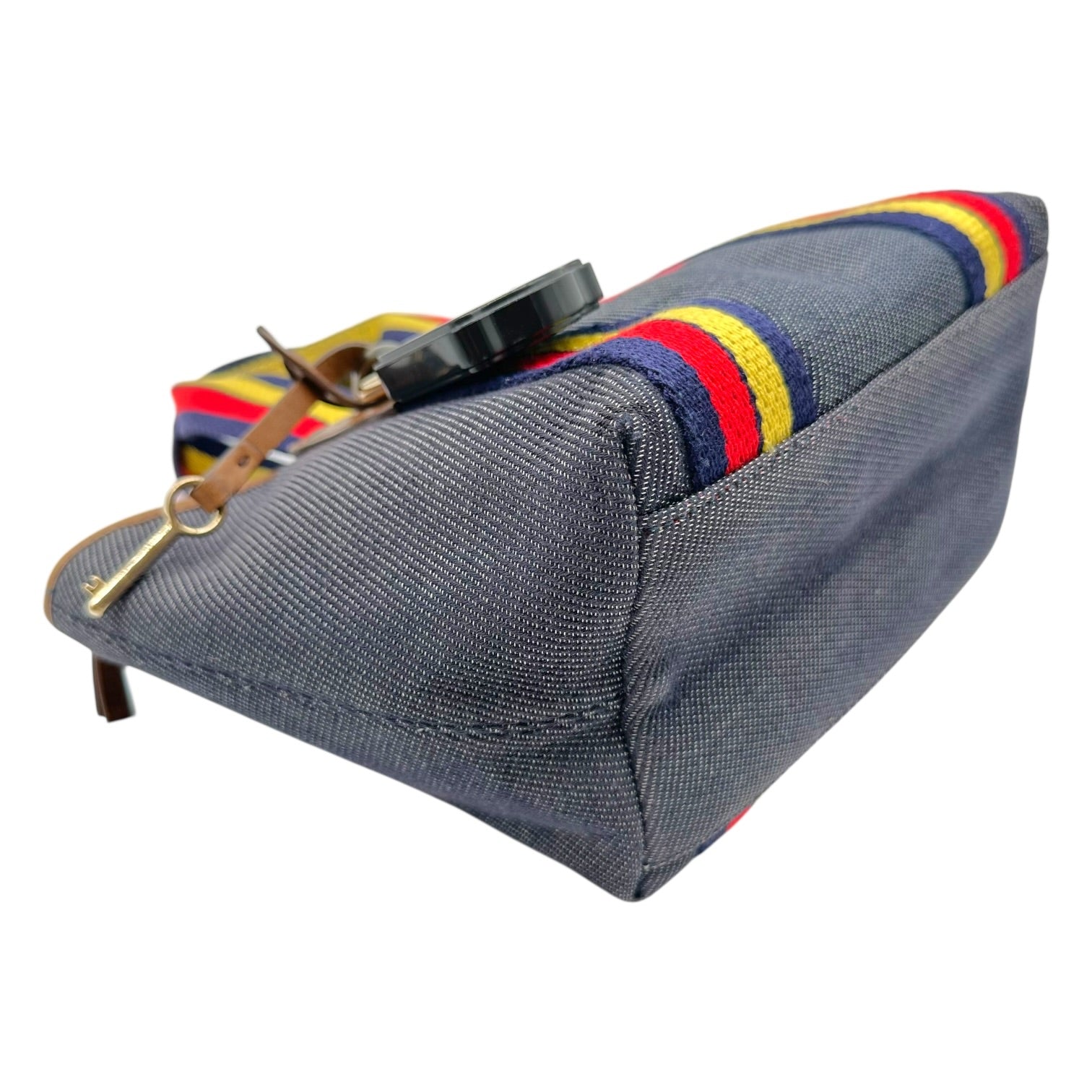 Fendi Denim Striped Mini Tote Bag with Embroidered Logo