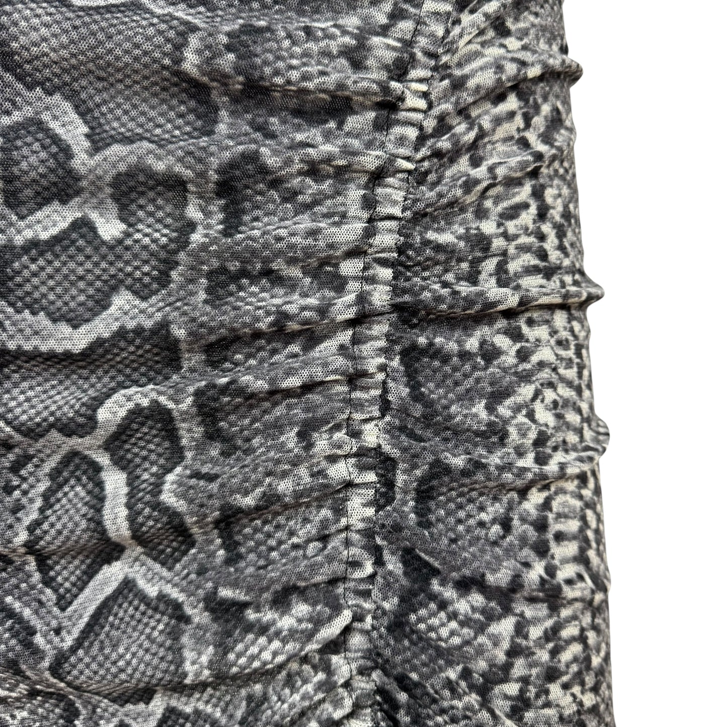 Jean Paul Gaultier Soleil Gray Snakeskin Print Mesh Midi Skirt