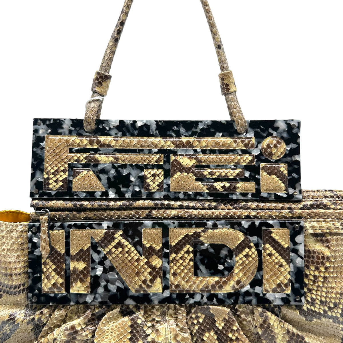 Fendi Beige Python Convertible Clutch Shoulder Bag