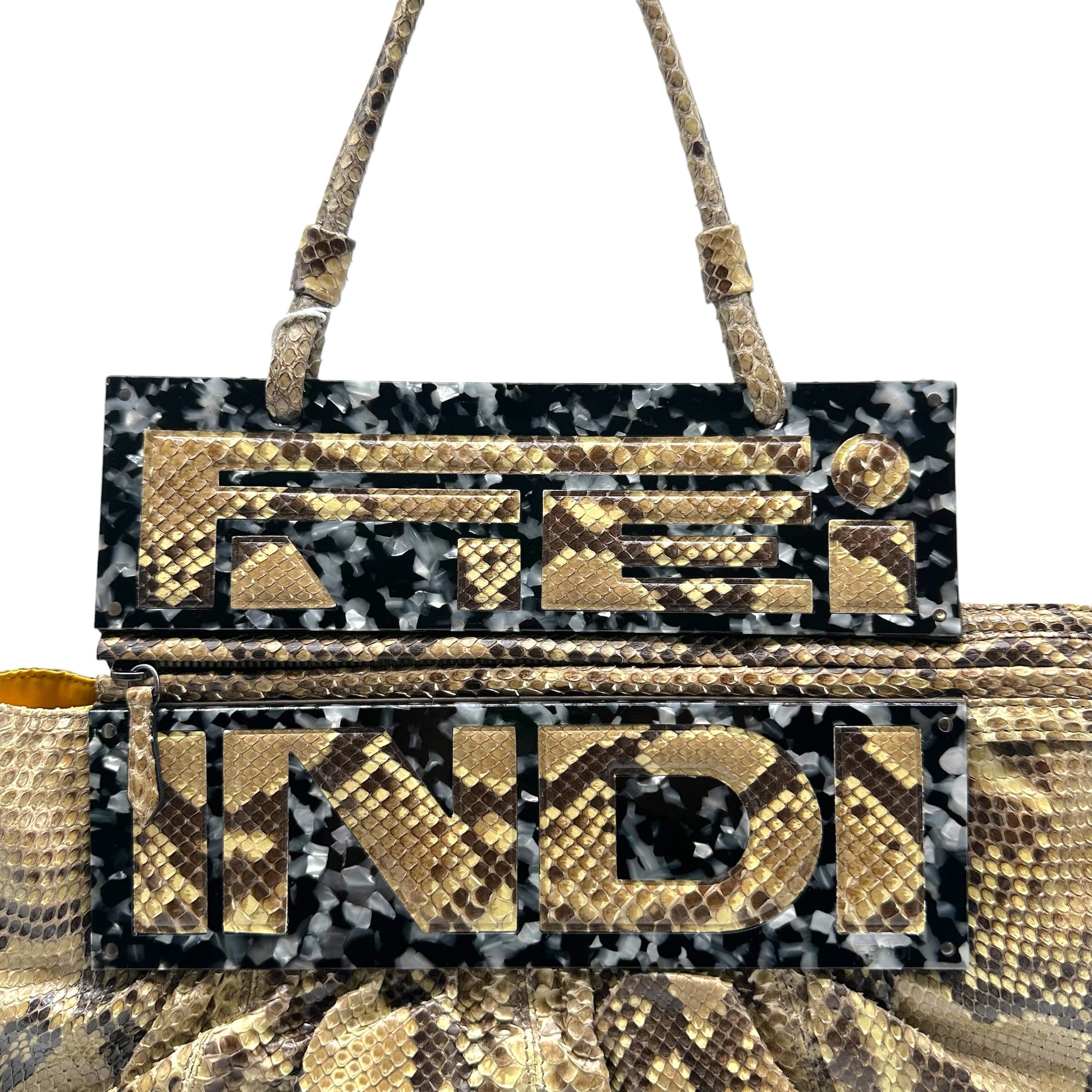 Fendi Beige Python Convertible Clutch Shoulder Bag