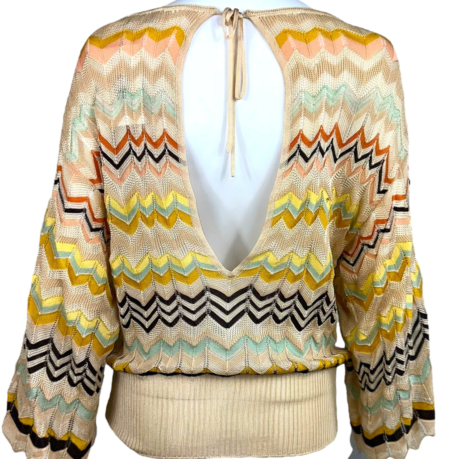 M Missoni Multicolor Chevorn Knit 3/4 Sleeve Top - Outfit Repeater
