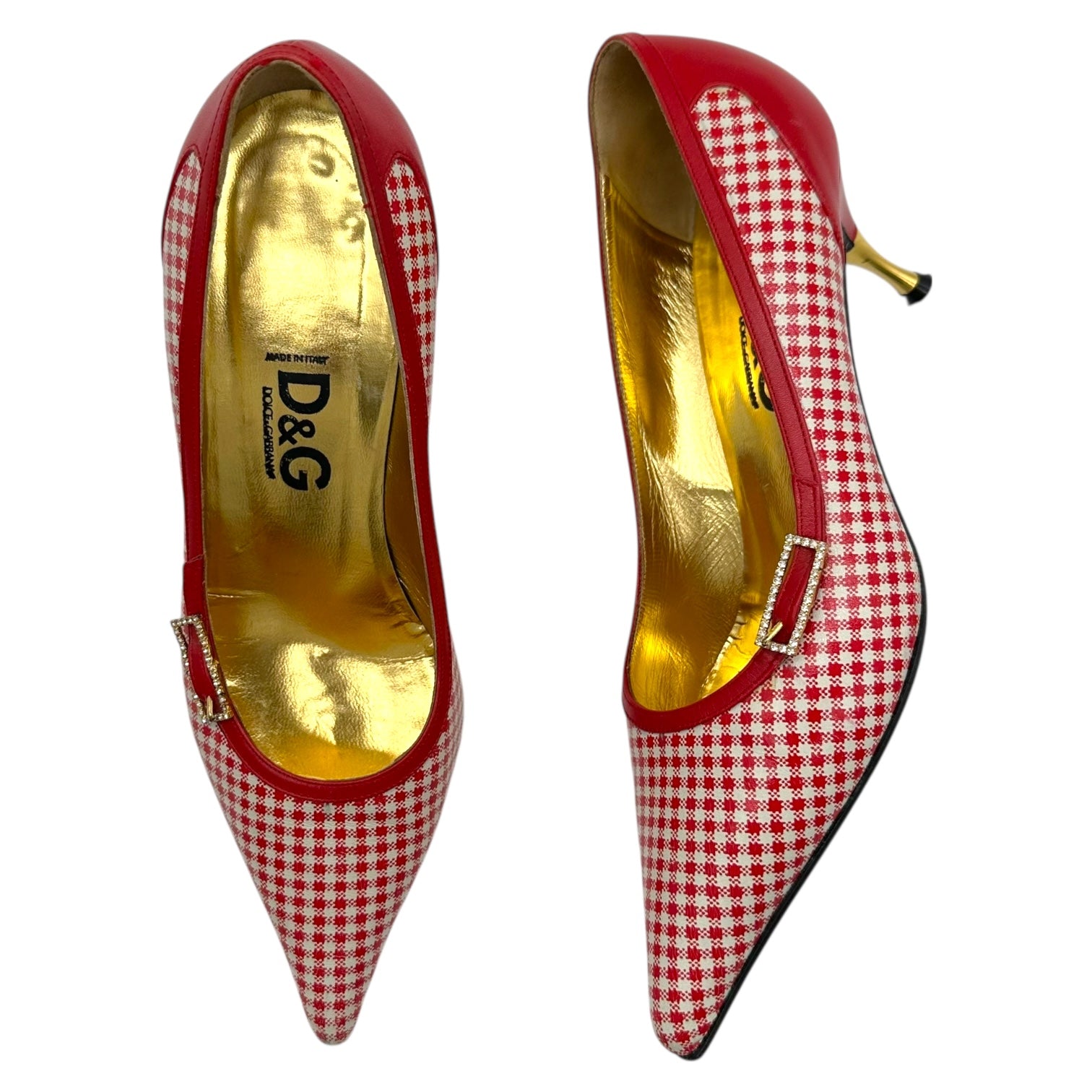 D&G Dolce & Gabbana Red Gingham Kitten Heels - Outfit Repeater