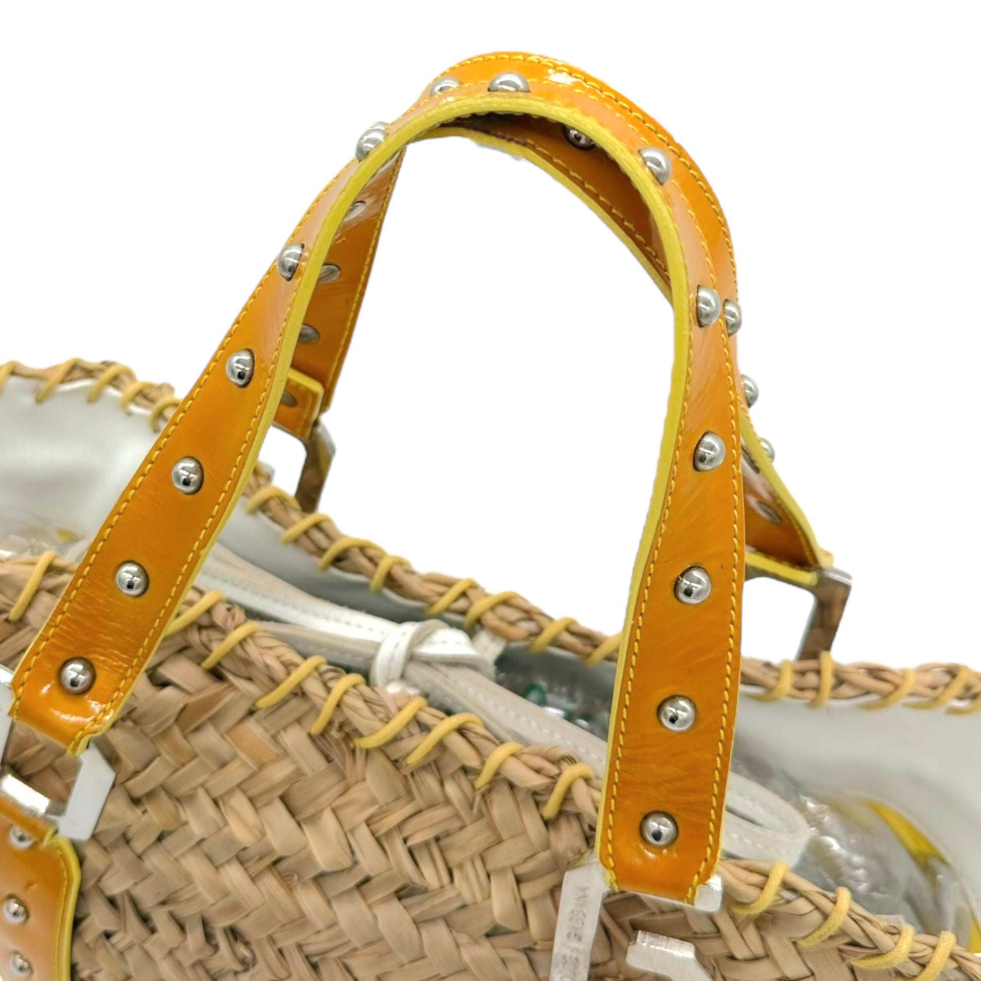 Dolce & Gabbana Yellow Leather & Raffia Beach Bag - Outfit Repeater
