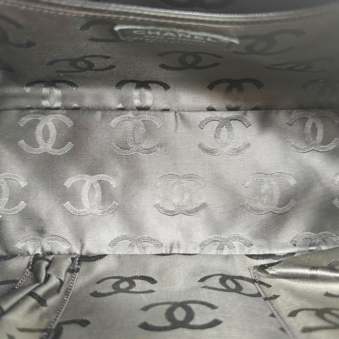 Chanel Bowler Shoulder Bag Beige Black Matelasse