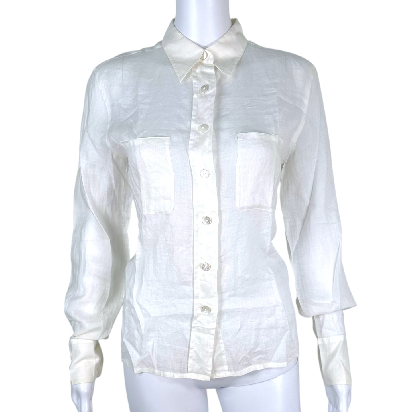 Chanel 90's White Linen Button Down Blouse