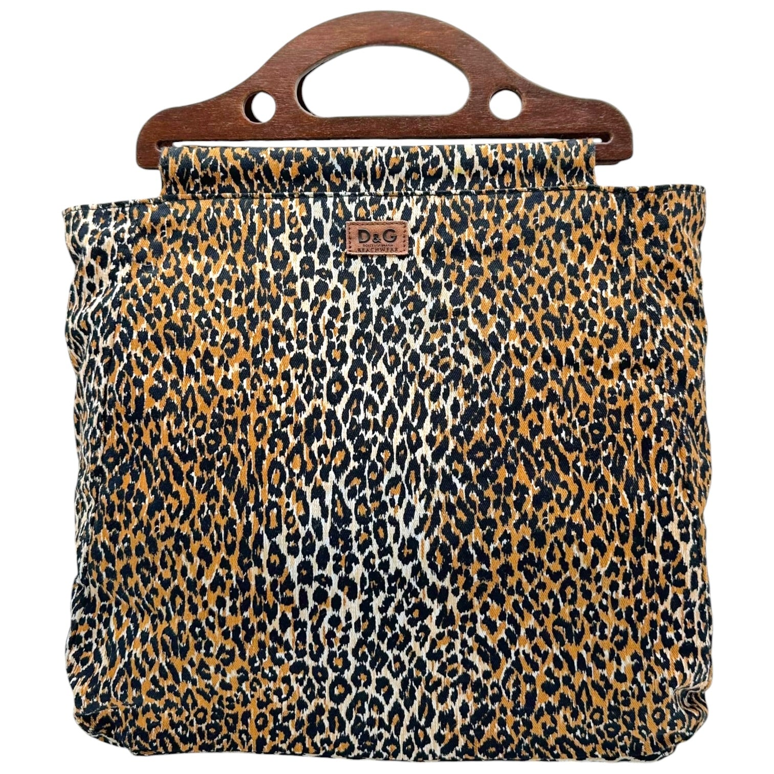 Dolce & Gabbana Leopard Print Tote Bag with Wooden Handles