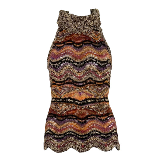 Missoni Purple & Orange Thick Chevron Knit High Neck Sleeveless Top