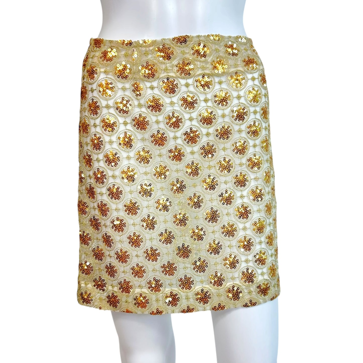 Comme des Garcons Tricot 2011 Sheer Gold Sequin Embellished Mini Skirt