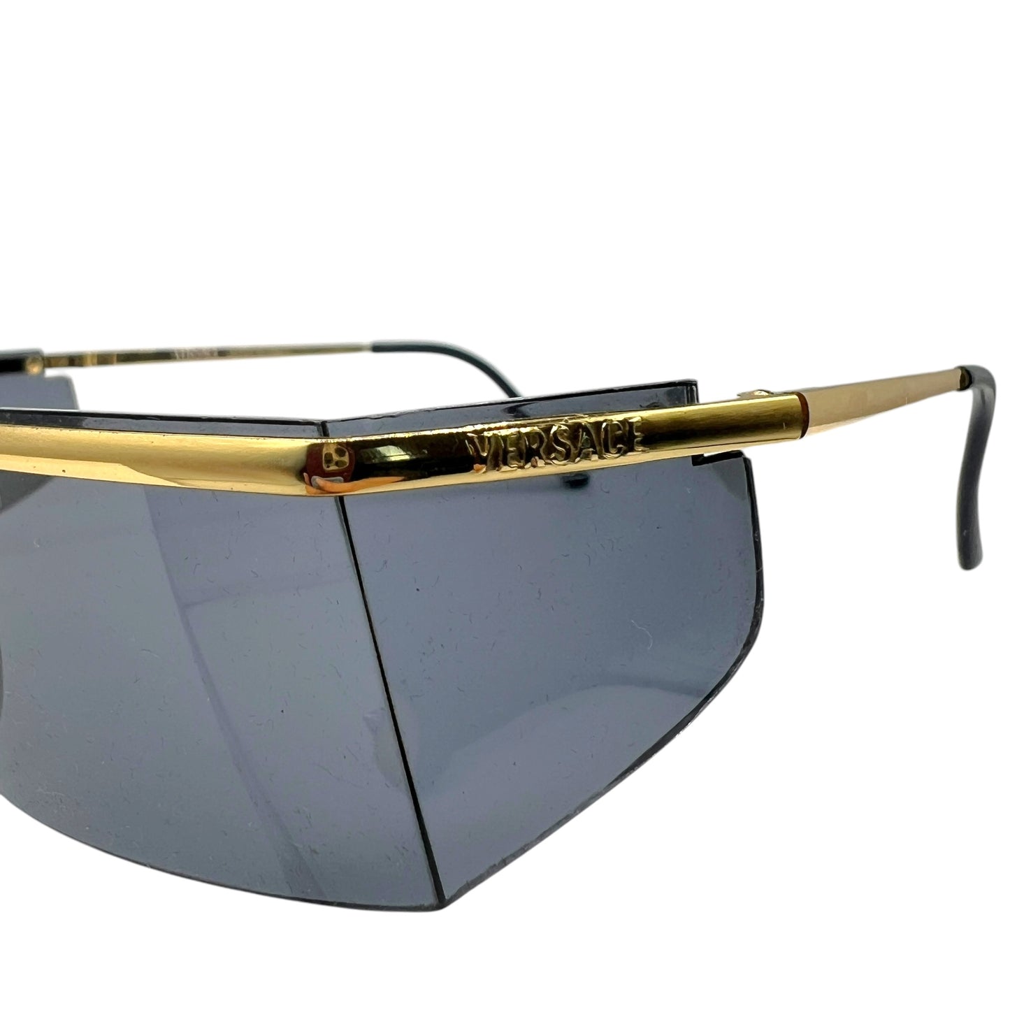 Versace N60 Black & Gold Shield Sunglasses w/ Case