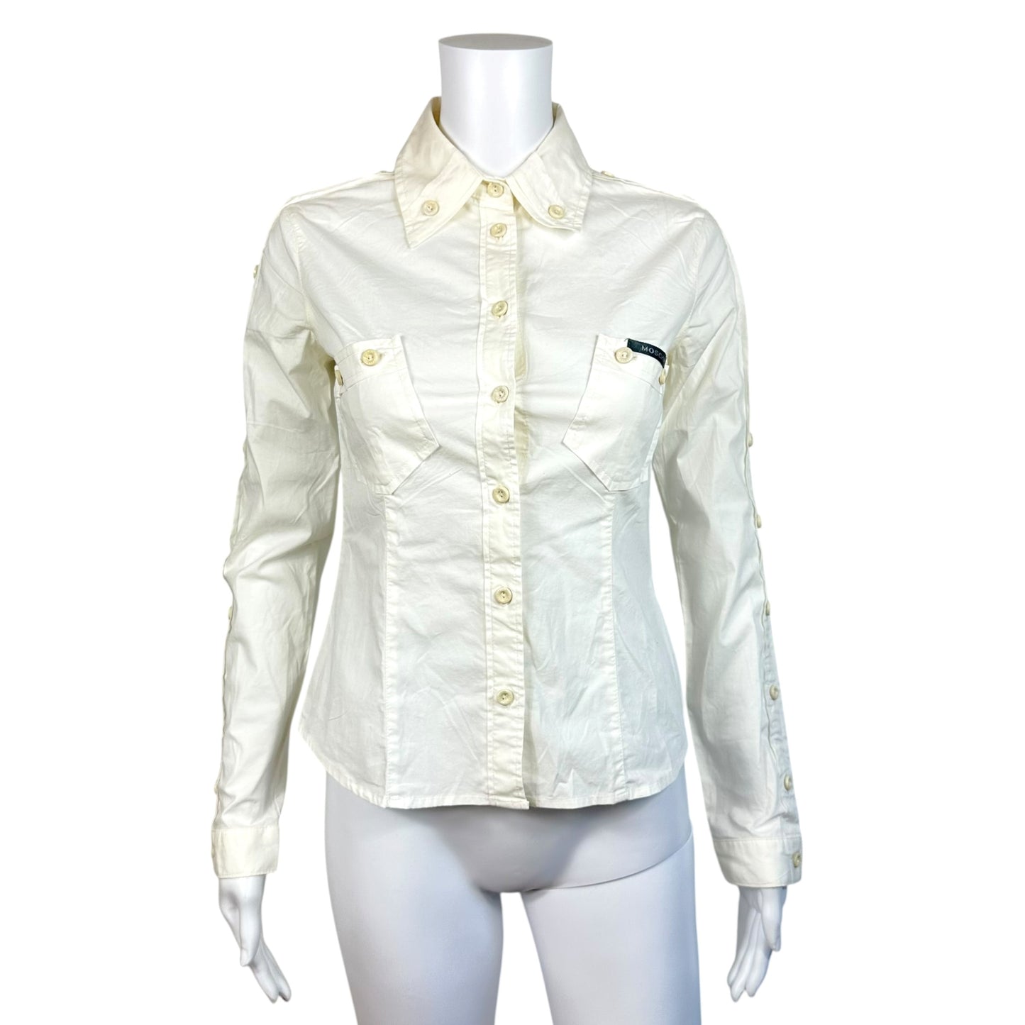 Moschino Jeans White Button Down Sleeve Blouse