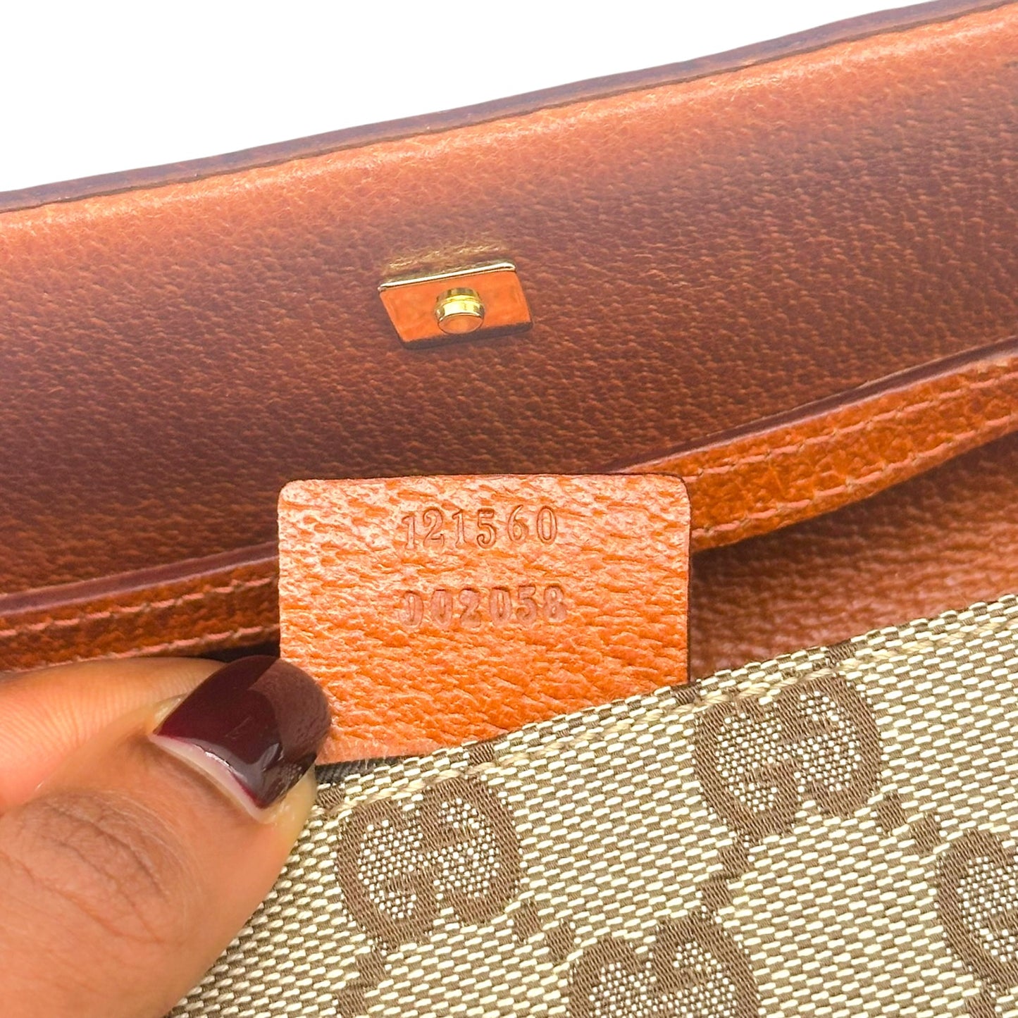 Gucci Tan Monogram & Studded Leather Pochette Bag
