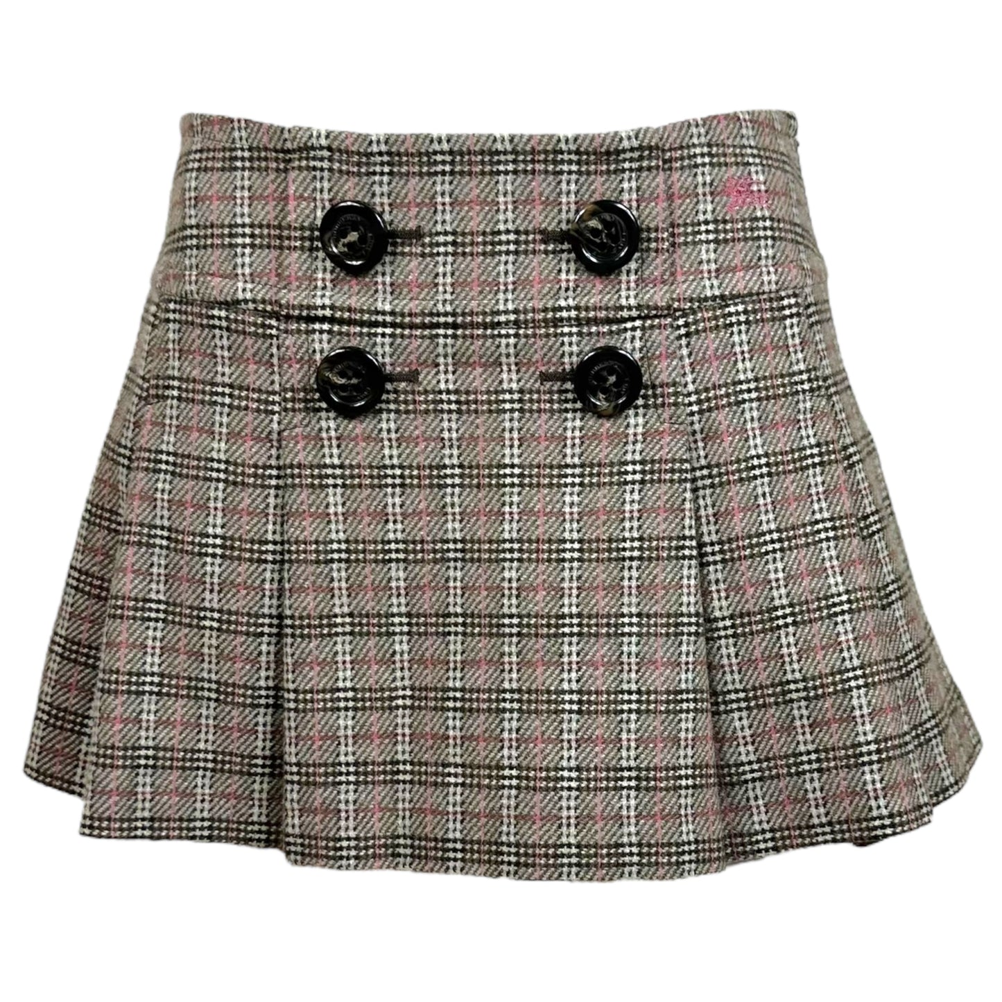 Burberry Blue Label 4 Button Plaid Mini Skirt