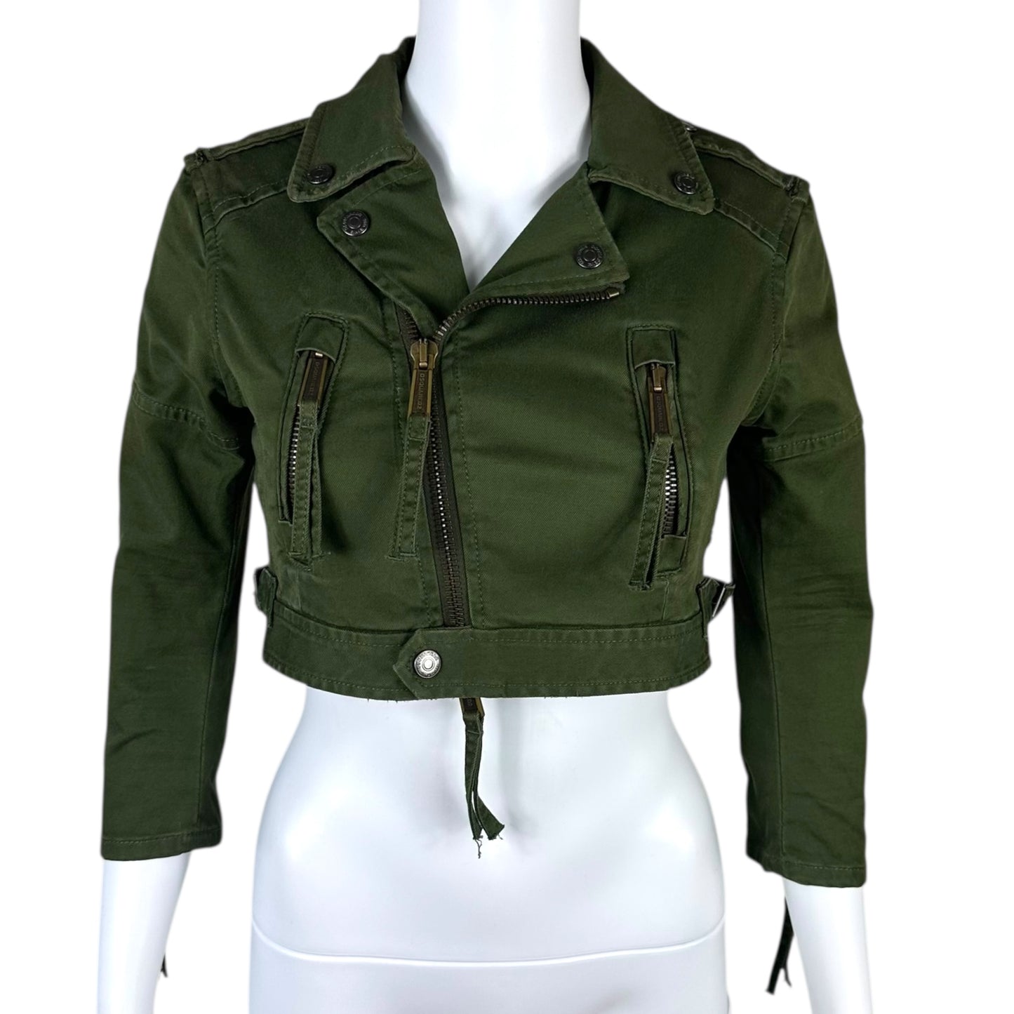 Dsquared2 Cropped Khaki Biker Jacket