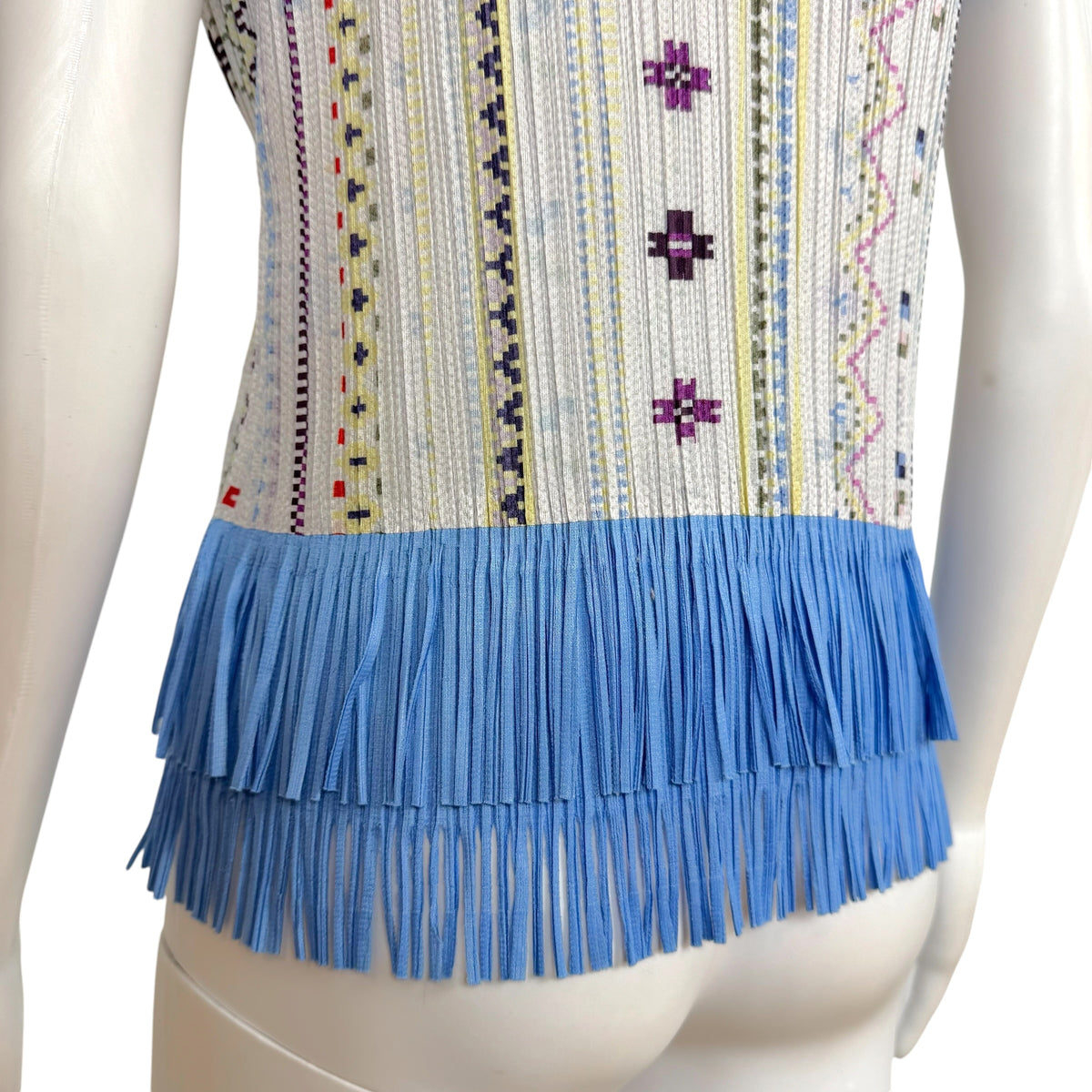Issey Miyake Pleats Please Nordic Pixel Print Tank Blue Multi