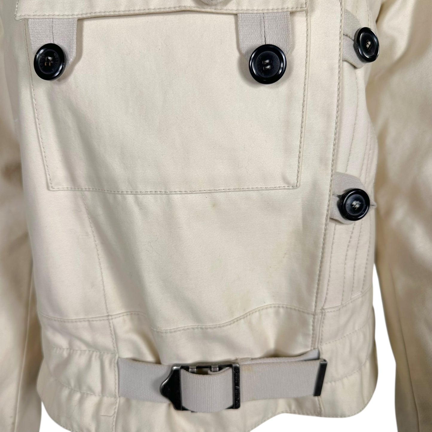 Louis Vuitton Ivory Button Front Fox Fur Collar Jacket