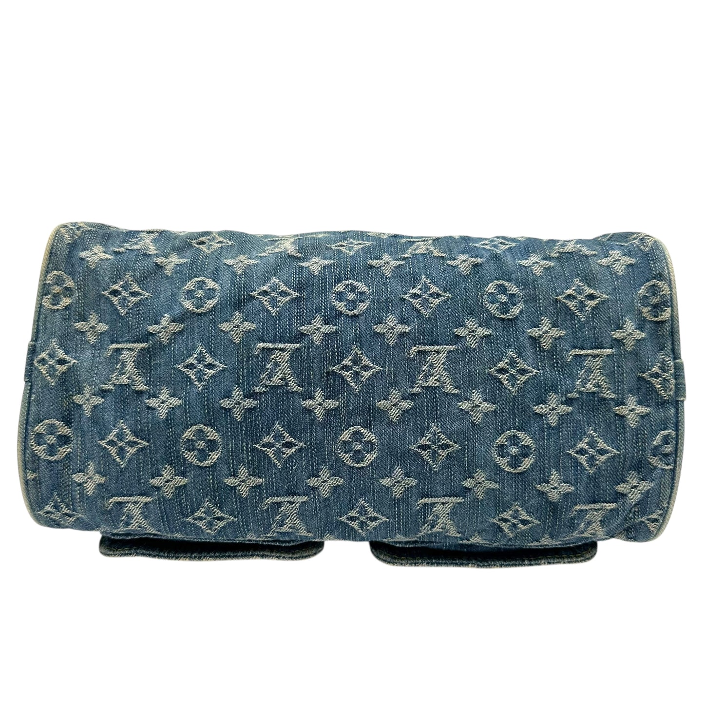 Louis Vuitton Blue Denim Speedy Bag with Leather Accents