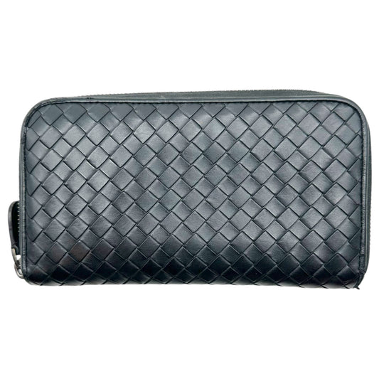 Bottega Veneta Black Intrecciato Leather Zip Wallet